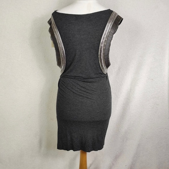 AllSaints Siri Hand Embellished Vest Mini Dress Charcoal Grey UK Size 12 New - Picture 5 of 10